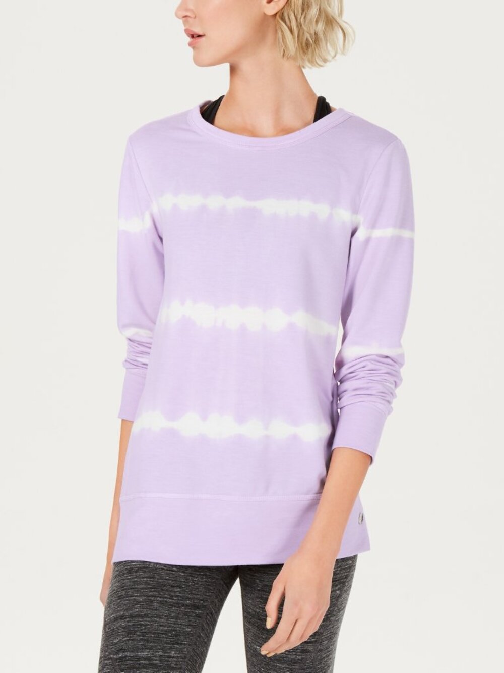 Ideology Womens Activewear Tie Dye Lattice Back Top